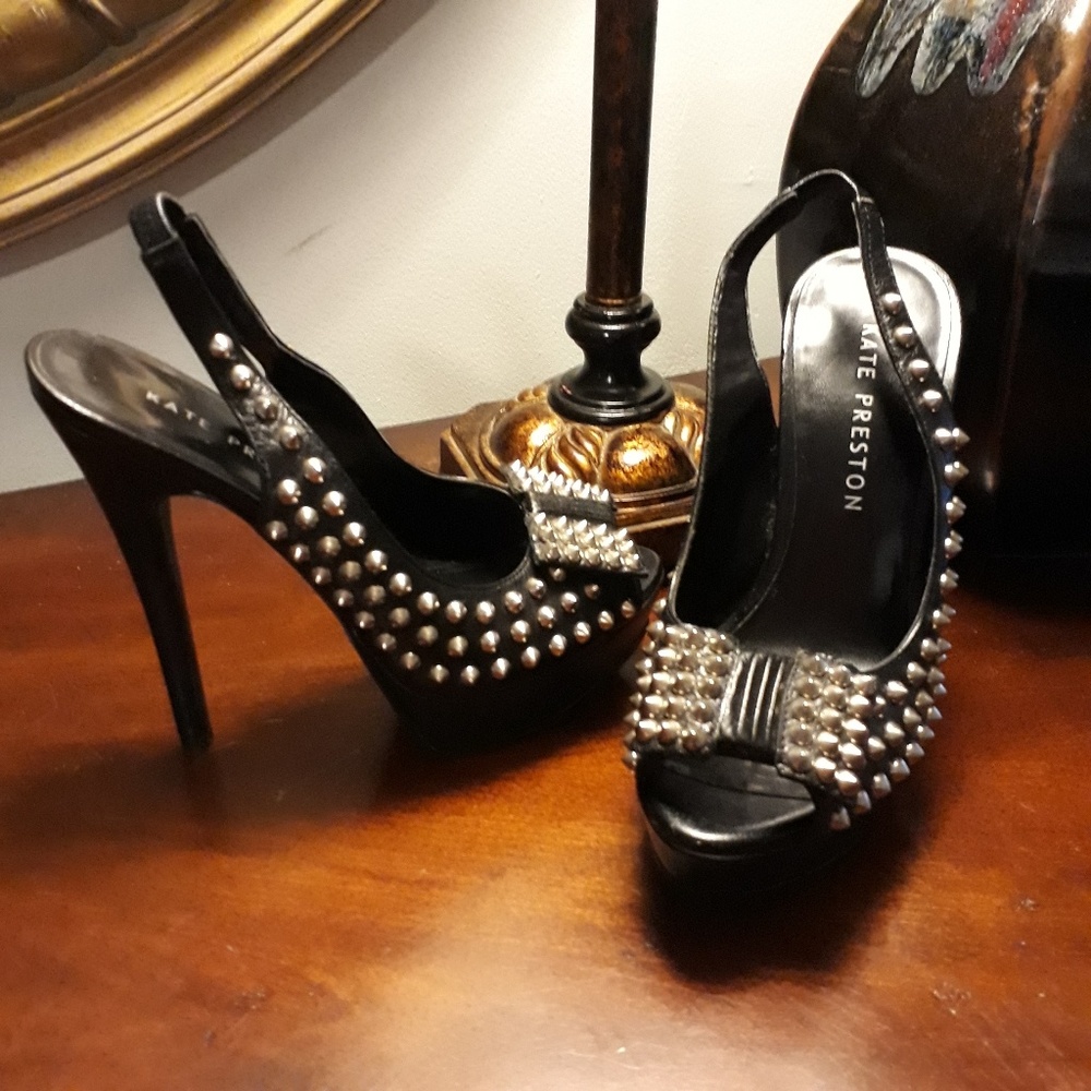 Sexy Kate Preston Silver Spike 5 Black Leather